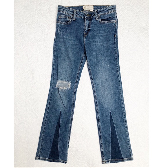 HP Free People Boot Cut Dark Insert Jeans Sz 24 - Picture 2 of 8